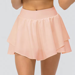 Jupe courte plissée évasée en organza couleur unie taille haute pour femme, style été, avec volants, en tissu mou en mousseline 2026 - Product Image 6