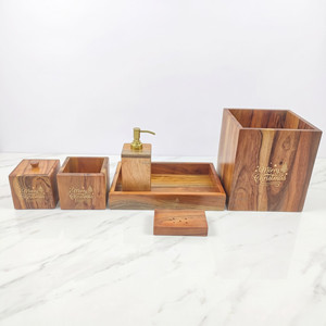 Juego de Baño de Madera Ecológico, Simple, de Seis Piezas, Cuadrado, con Diseño Moderno de Copo de Nieve, Duradero - Product Image 5