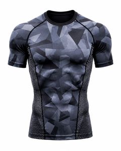 Men's <b>White</b> Short Sleeve Compression T-<b>Shirts</b> Heat-Transfer Printed Quick Dry <b>Slim</b> <b>Fit</b> Sporty O-Neck Knitted Canvas Breathable - Product Image 5