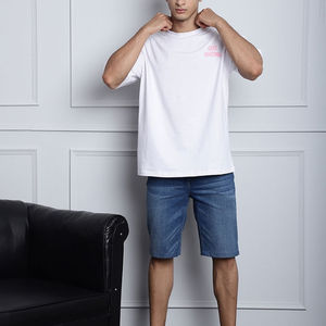 Camiseta de Algodón Blanca para Hombre con Estampado 'Quit Waiting' en Rosa en la Espalda, Camisa Casual de Manga Corta, Transpirable, de Popelina, para Verano - Product Image 5