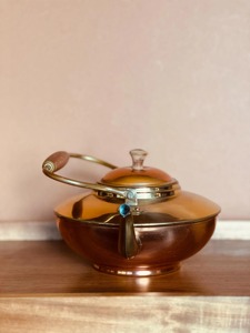 Decorative Luxury <b>Copper</b> Teapot with Traditional Curved Pouring Spout Elegant <b>Copper</b> <b>Handle</b> Secure Top Lid Rounded Belly Shape - Product Image 2