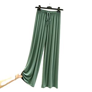 Pantalones de pierna recta de cintura alta para mujer, pantalones holgados informales transpirables, diseño drapeado fresco, cintura elástica, combina con todo, verano - Product Image 5