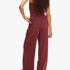 High Quality Sleeveless Top Wide Leg Pants Casual Loose Fit Women Striped Two-Piece <b>Set</b> Spring Summer Knitted Cotton Spandex <b>Set</b> - Product Image 2