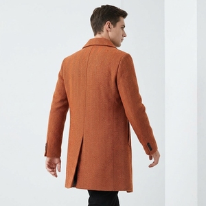 Autumn <b>Winter</b> New British <b>Men</b> Over Coat European Double Breasted Button Closure Long Solid Color Trench Coat - Product Image 5