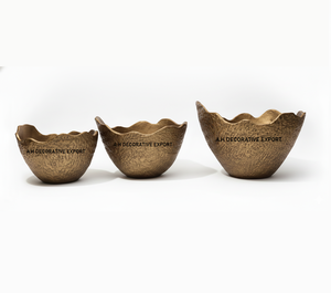 <b>Gold</b> Wavy Edge Aluminum Planters | Decorative Metallic Tabletop <b>Vase</b> for Wedding Home Interior | Elegant Textured Eco-Friendly - Product Image 6