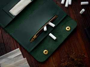 Estuche enrollable plegable de cuero OEM personalizado de fábrica para tabaco y pipa con características a prueba de olores y polvo (110 caracteres) - Product Image 3