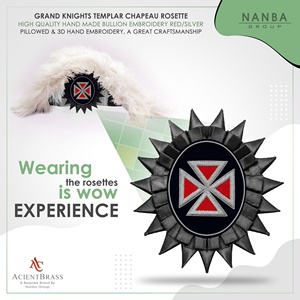 Roseta de Caballero Templario Grand Knights, Roja y Plateada |   Insignias Bordadas a Mano de los Caballeros Templarios Premium |   Insignias de Oro Personalizadas - Product Image 3