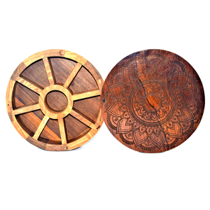 Boîte à épices de luxe avec couvercle coulissant au design mandala Plateau de table en bois de sheesham exclusif masala Dabba pour la cuisine - Product Image 4