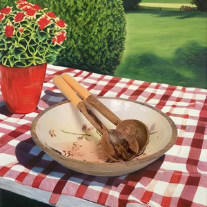 Cuenco de servicio de resina esmaltada único de tendencia, utensilios de cocina para la cena, vajilla, cuenco decorativo para comida del hogar embalado en cartón - Product Image 1