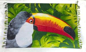 Tapisserie murale en polyester imprimée toucan, motif feuilles tropicales, décoration artistique, style estival décontracté unisexe, style îles d'Asie-Pacifique - Product Image 2