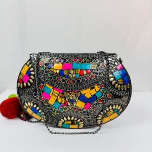 Pochettes de soirée pour dames Mosaic Indian Design Multicolor Modern Antique Gold-Plated Polished Sculpture Style Metal Crafts - Product Image 3