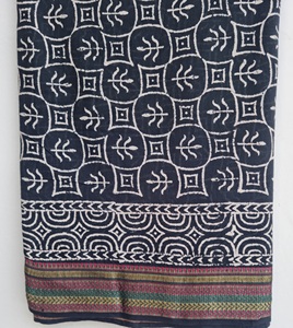 Hand Block Print Zari Border Leaf Pattern Beach Cover Women Boho Wrap Indian <b>Sarong</b> Lightweight Wholesale Resort Wear - Product Image 6