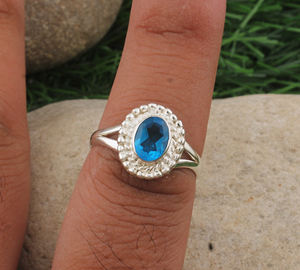 Natural <b>Turquoise</b> Sterling Silver Classic Bezel Setting Luxury Gemstone <b>Ring</b> for Women Wedding Anniversary Gift Fine Jewelry - Product Image 4