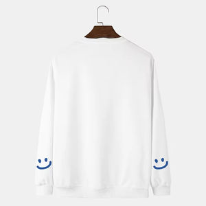 Sweat-shirt surdimensionné violet personnalisé pour homme, imprimé graphique souriant, en molleton de coton épais, épaules tombantes, style streetwear hip-hop, pull-over - Product Image 3