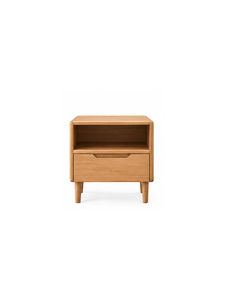 Mesita de Noche Moderna de Madera con un Cajón y Estante Abierto, Estilo Escandinavo, Mueble para Dormitorio o Sala de Estar - Product Image 6