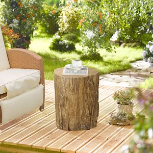 Tavolino Rotondo in Stile Moderno a Forma di Ceppo d'Albero per Interni ed Esterni con Finitura in Legno Naturale per Caffè e Tè da Salotto - Product Image 2