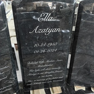 Cementerio de cementerio de estilo americano de diseño personalizado American Black GraniteFuneral Three People Tombstone Lápida para la familia - Product Image 5