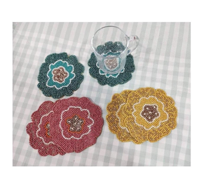 <b>Beaded</b> <b>Coaster</b> Set High Durable Bohemian Style 5mm Thick Customized Color Handcrafted Embroidery Wholesale Price - Product Image 2