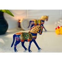 Figurine de cheval en bois Art Déco peinte à la main d'origine indienne pour les occasions de Diwali, mariage, fête des mères, Noël, Nouvel An