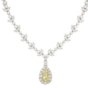 Collar con Colgante de Diamante Corte Pera Amarillo Elegante, Oro Blanco, Certificado GIA, Joyería de Lujo para Mujer, Diamantes Naturales Color D - Product Image 5