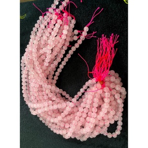 Perles rondes en quartz rose naturel de 8 mm, en vrac, pour la création de bijoux - Product Image 5