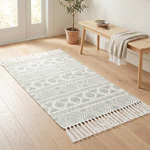 Tapis d'appoint moderne en coton imprimé marron avec motif tribal pour chambre à coucher et coin lecture - Product Image 3