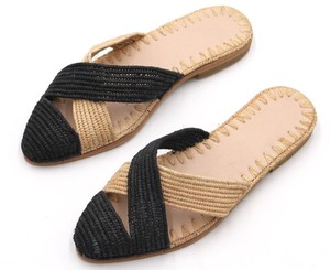 Sandales en raphia faites à la main, chaussures de plage d'été, ballerines marocaines - Product Image 1