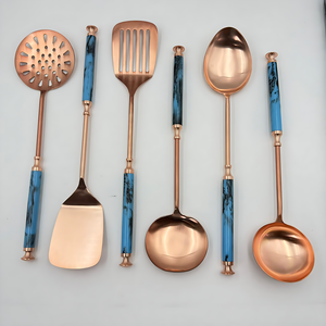 Luxury Design <b>Copper</b> Finish Stainless Steel <b>Kitchen</b> Set With Set Of 6 With Resin <b>Handle</b> Use For <b>Kitchen</b> In Low Price In India - Product Image 3
