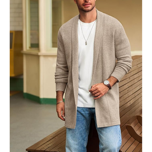 <b>Men's</b> <b>Shawl</b> Collar <b>Cardigan</b> Long Sleeve Wool Acrylic Knit Solid Color Autumn Casual Outerwear Anti-Pilling Standard Thickness - Product Image 1