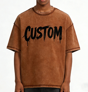 Personnalisez votre propre t-shirt imprimé surdimensionné pour homme, streetwear, manches courtes, col rond, tricoté, tee-shirt tendance - Product Image 1