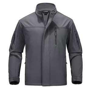 Men's Outdoor Bomber <b>Jacket</b> Coated Stand Collar Softshell with Fleece Lining Custom Logo Sportswear Hooded - Product Image 5
