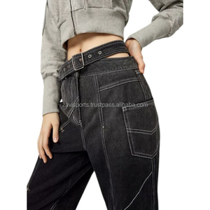 Nouveau jean pour femme, design personnalisé, pantalon ample et large, jean en denim, streetwear, nouveau style, ligne ouverte, jean pour femme - Product Image 3