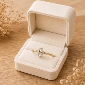 Anillo de compromiso de dos piedras de oro macizo de 10K, 14K, 18K con diamante de laboratorio redondo rosa y moissanita, color DEF, claridad VS VVS, regalo para ella. - Product Image 5