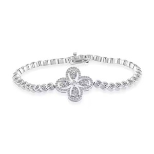 Customized Round Shape Moissanite Diamond Bracelet Bezel Setting 18K White Gold Diamond Bracelet for Both Women - Product Image 2