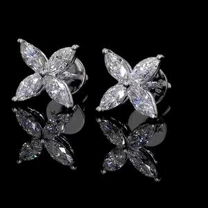 Boucles d'oreilles en diamant taille marquise 0,50 ct en or 14 carats pour bijoux de luxe certifiés pour fiançailles et mariage, idéales pour anniversaire et soirée - Product Image 2