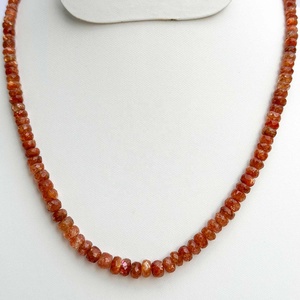 4mm-7mm Natural <b>Orange</b> Sunstone Faceted Rondelle Gemstone Bead Strand 925 Sterling Silver Necklace Sunstone Gemstone for Jewelry - Product Image 1