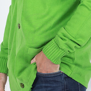 Cardigan en tricot vert à rayures blanches, col en V, en molleton de coton épais, pull léger à séchage rapide pour hommes et femmes, style collage - Product Image 6