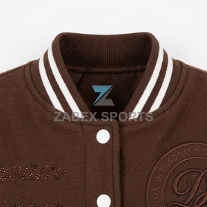 Premium Women's Regular Varsity Jacket <b>Covered</b> <b>Button</b> Contrast Sleeve Genuine Leather Waterproof Windproof Silk Lining Fashion - Product Image 5