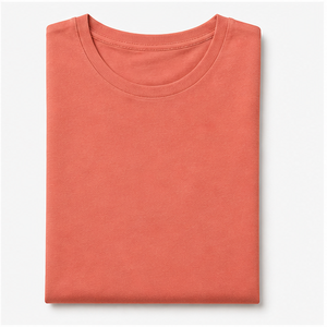 Camiseta de Mujer con Cuello Redondo, Manga Corta y Corte Holgado, Color Coral, WTS-0097 - Product Image 5
