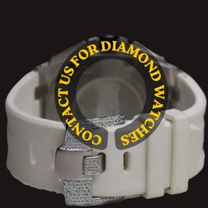 Reloj de Fiesta con Diseño Personalizado, Diamantes de Moissanita Brillantes, Movimiento de Cuarzo, Correa de Goma Blanca, Esfera Redonda con Cronógrafo - Product Image 4