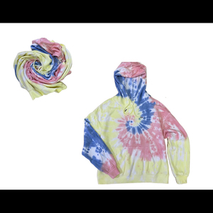 Solid Trader Superior <b>Soft</b> Cotton Classic Drop Shoulder Loose Fit Vibrant Multi Tone Sweatshirt Women Tie Dye <b>Hoodie</b> - Product Image 3