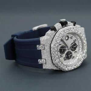 Montre de style personnalisé avec lunette sertie de diamants, boîtier entièrement en acier, fabrication haut de gamme, montres avec diamants cultivés en laboratoire - Product Image 1