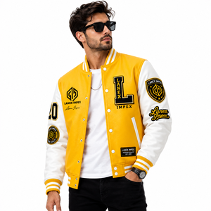 Wholesale Custom College Varsity <b>Jacket</b> with Premium PU Leather Sleeves Embroidered Chenille <b>Letter</b> Patches Baseball <b>Men</b> <b>Jacket</b> - Product Image 1