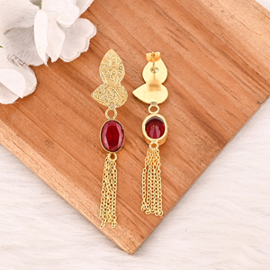 <b>Garnet</b> Hydro Gemstone Brass <b>Earrings</b> Gold Plated Handmade Jewelry Bezel Setting Shilpi Impex for Women Wholesale Lot 10 Pairs - Product Image 5