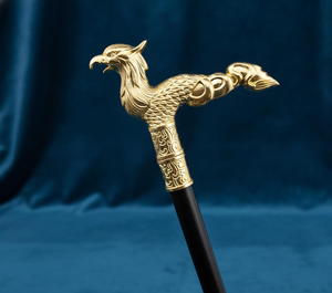 Bastón de madera vintage Golden Phoenix con mango decorativo, 93 cm de largo, accesorio de moda hecho a mano para caballero - Product Image 4