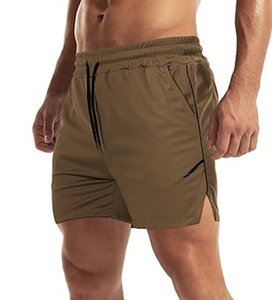 Shorts de sport pour hommes, séchage rapide, pour la gym, la course à pied, le basketball, avec poches zippées - Product Image 1
