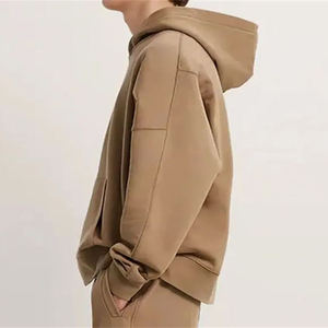 Premium cotton <b>fleece</b> oversized hoodie, durable stitching, winter casual & streetwear use, solid <b>brown</b> color, OEM/ODM ready - Product Image 3
