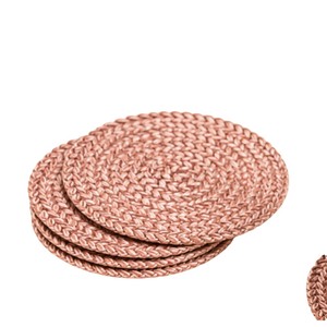 Pure Copper Coasters <b>Set</b> of <b>4</b> Hammered Drink Coasters Luxury <b>Round</b> Metal <b>Table</b> Mats with Custom Logo <b>for</b> Restaurant Supplies - Product Image 6