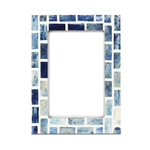 Shades Blue Bone Inlay Customized Logo Eco-Friendly 4x6 Inch Handmade Mosaic Style Photo <b>Frame</b> for Home Decor Tabletop Display - Product Image 1