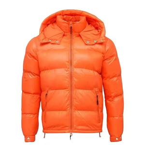 <b>Top</b> Selling Custom Orange Hooded <b>Bubble</b> Mens Winter Outdoor Quick Dry Breathable Puffer Jacket Wholesale - Product Image 2